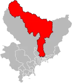Situation of the canton of Tourrette-Levens in the department of Alpes-Maritimes