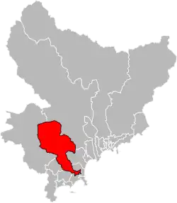 Situation of the canton of Valbonne in the department of Alpes-Maritimes