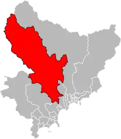 Situation of the canton of Vence in the department of Alpes-Maritimes
