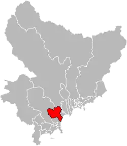 Situation of the canton of Villeneuve-Loubet in the department of Alpes-Maritimes