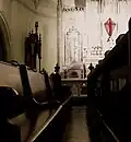 Altar with cross enshrouded for Lent