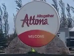 Welcome sign in Altona