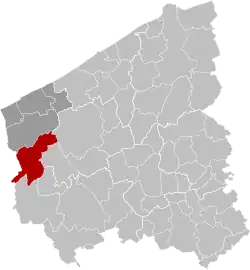 Location of Alveringem in West Flanders
