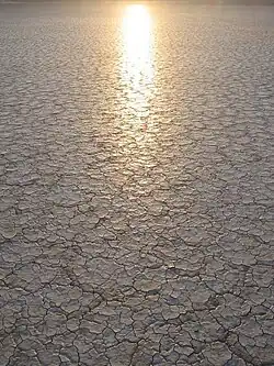 Setting sun reflected off the playa