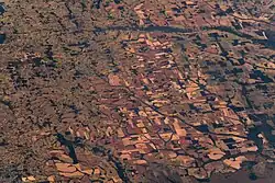 Space-based photograph of the Amazon rainforest.