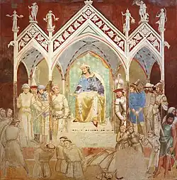 The Martyrdom of the Franciscans, painted by Ambrogio Lorenzetti in 1342, took place in Almaliq in 1339. The central ruler who ordered the killing was Ali Sultan.[2][3]