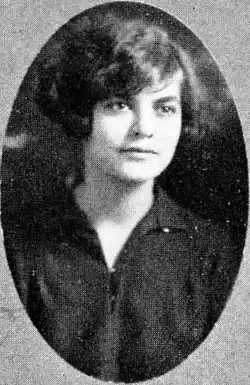 A black-and-white picture of Amelia Frank from her undergraduate yearbook