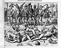 Valboa accuses the Indians of sodomy & they are torn to pieces by dogs as punishment - Americae pars Quarta, 1594