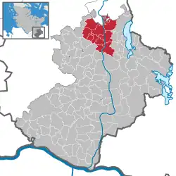 Map of Lauenburg highlighting Berkenthin
