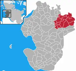 Map of Dithmarschen highlighting Tellingstedt