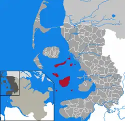 Map of Nordfriesland highlighting Pellworm