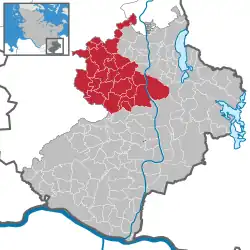 Map of Lauenburg highlighting Sandesneben-Nusse
