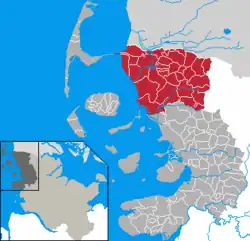 Map of Nordfriesland highlighting Südtondern