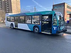 A photo of a blue painted out-of-service NRT Bus