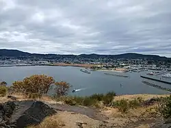 Downtown Anacortes and the marina from Cap Sante