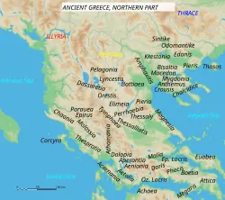 Map of Greece: Doris is in the crowded central-Greek area at the bottom, while Thessaly is on the plains to the north.
