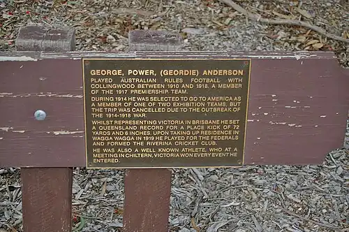 The Memorial Plaque at Anderson Park, Glenfield Road