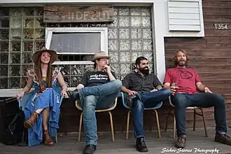 From left to right, Angela Perley, Chris Connor, Aaron Bishara, and Billy Zehnal at The Hideout in Chicago, Illinois