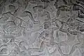 Bas-relief of push kick and leg catch at Angkor Wat(1100s)
