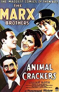 A color poster showing the four Marx Brothers - Groucho, Chico, Harpo, and Zeppo - on a multicolored background.