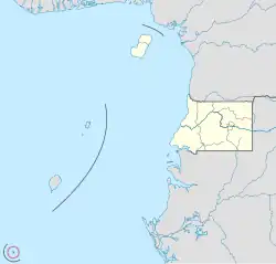 Annobón circled in red, within Equatorial Guinea (far southwestern corner of the map)