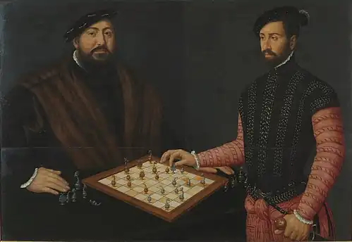 Image 1Antonis Mor, 1549, Von Sachsen vs. a Spaniard (from Chess in the arts)