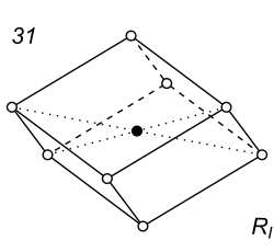 Black-white (antisymmetric) 3D Bravais Lattice number 31 (Rhombohedral system)