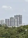 Residential skyscraper complex with multiple towers of staggered heights.