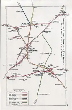 Railway lines around Doncaster in 1914