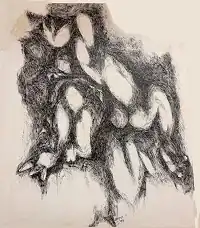 Ink drawing "Sleeping" created in 1994