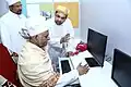 Saiyedna saheb operating a computer after inaugurating a Computer Class and always of the opinion to learn it at the earliest - 4-2-2018