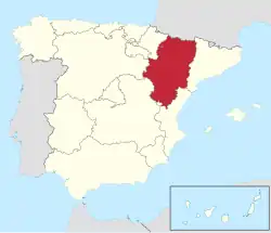 Location of Aragon in Spain