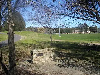 A plaque at Aranda playing fields marks the start of the development of Aranda in 1966