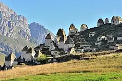 Architectural complex of crypt burial grounds (ancient necropolis). Dargavs.