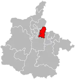 Situation of the canton of Villers-Semeuse in the department of Ardennes