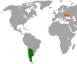 Map indicating locations of Argentina and Ukraine