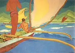 Image 10Men in an Outrigger Canoe Headed for Shore, an oil painting by Arman Manookian depicting the Vezo people, c. 1929 (from History of Madagascar)