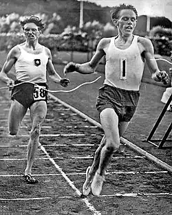 Image 35Arne Andersson (left) and Gunder Hägg (right) broke a number of middle-distance world records in the 1940s. (from Track and field)