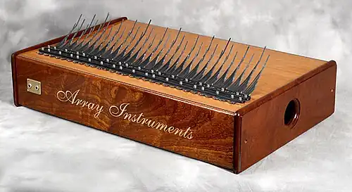 An array mbira made of sapele wood