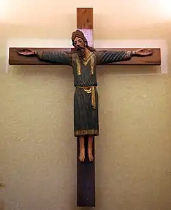 'Holy Face'; 904–1018; wood with polychromy; height: 2.9 m; Sansepolcro Cathedral (Sansepolcro, Italy)[138]