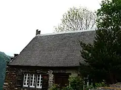 House with a thatched roof.