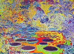 Tjaša Iris, The Joy of Nature, acryl on jute, 90 x 120 cm, 2013