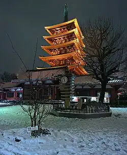 Sensoji in snowfall