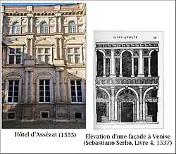 Assézat: montage showing Serlio’s influence.