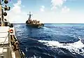 U.S. Navy astern refueling of a Cyclone-class patrol ship by an Oliver Hazard Perry-class frigate in 1998