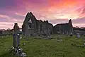 Sunset over the abbey church