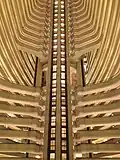 View of elevator shafts from the 4th floor