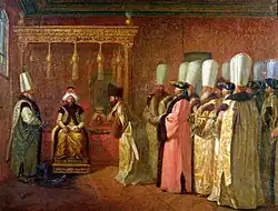 Audience of Charles de Vergennes with Sultan Osman III in 1755.