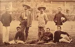 Auguste Pavie (third from left) and Pierre Lefèvre-Pontalis in 1893 with Cambodian interpreters trained at the École Coloniale
