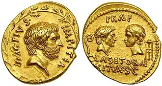 Issue by Sextus Pompey, 42 BC.